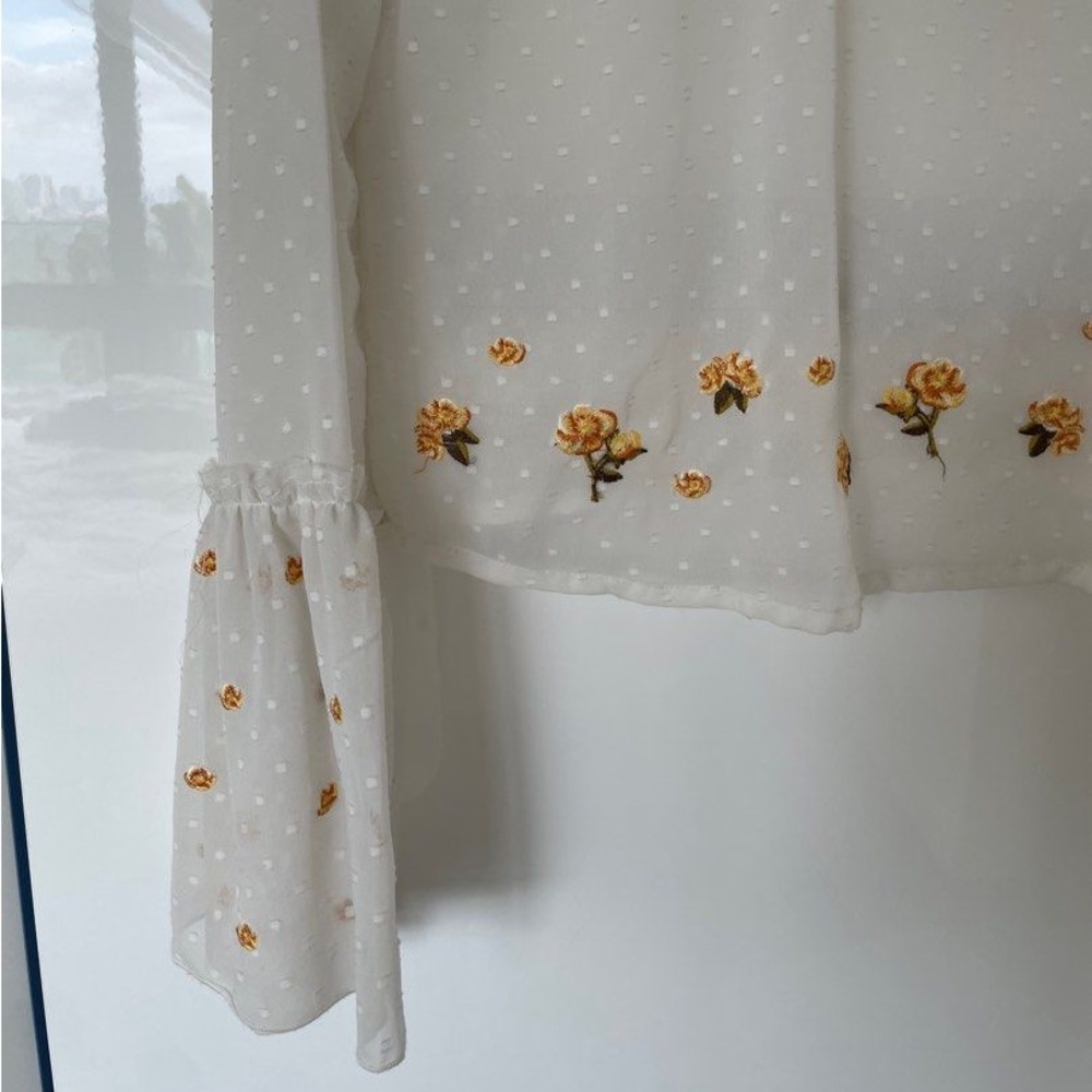 Miss Selfridge Embroidered Ruffle Top - Picture 3 of 7